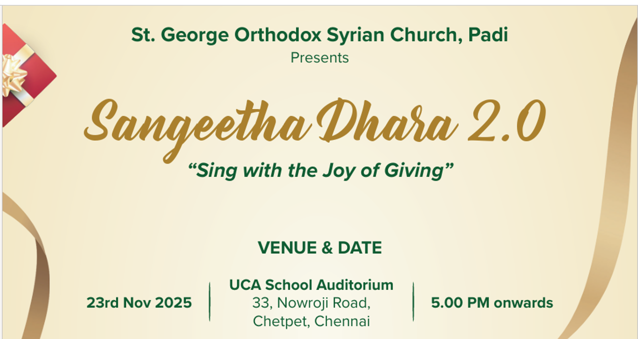 Sangeetha Dhara 2.0 — 23 Nov 2025, UCA School Auditorium, Chetpet, Chennai, 5 PM onwards